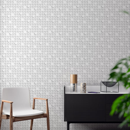 Papel de Parede Textura Mini Quadrados Vazados 3D 013